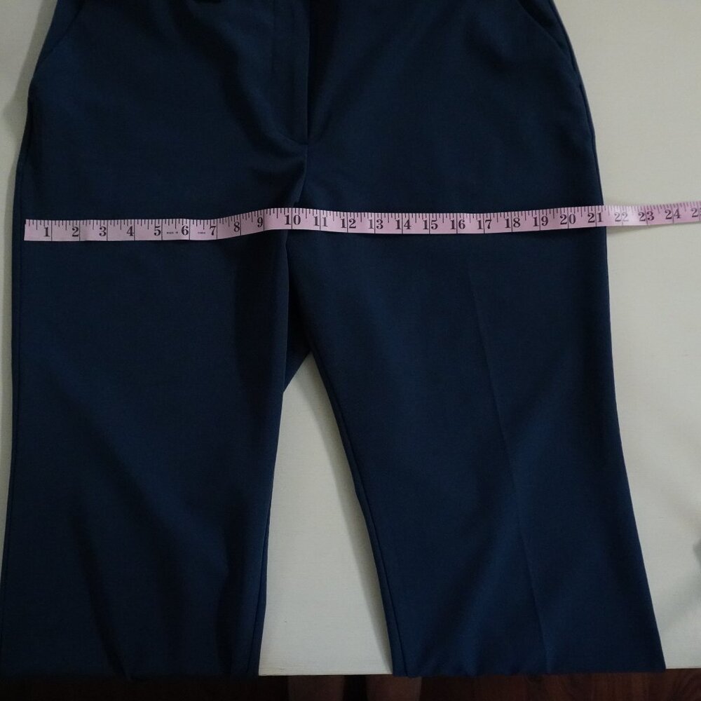 Worthington Navy Blue Trouser Pants 12P Petite Wide Straight Leg Workwear - Picture 7 of 11